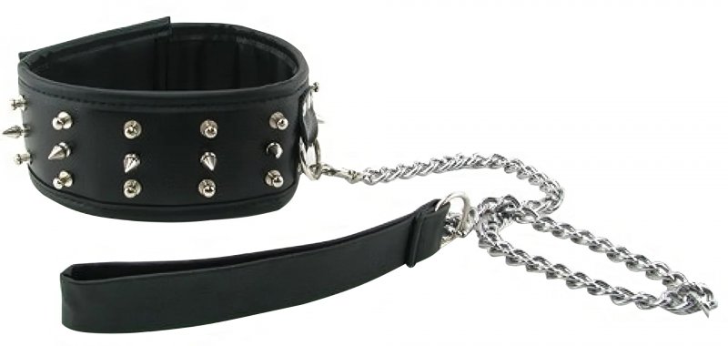 Ошейник с шипами и металлическим поводком-цепочкой Extreme Spiked Collar With Leash