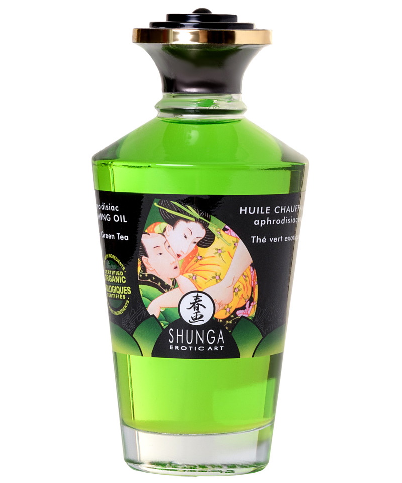 Разогревающее массажное масло c ароматом зеленого чая Shunga Exotic Green Tea 100 мл