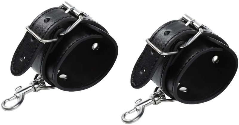 Классические черные наручники на карабинах