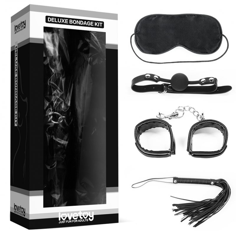 Набор Deluxe Bondage Kit (маска, кляп, наручники, плеть)