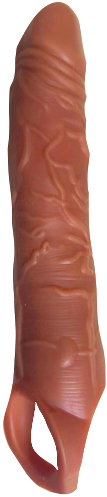 Реалистичная удлиняющая насадка с внутренним рельефом из киберкожи + 6 см