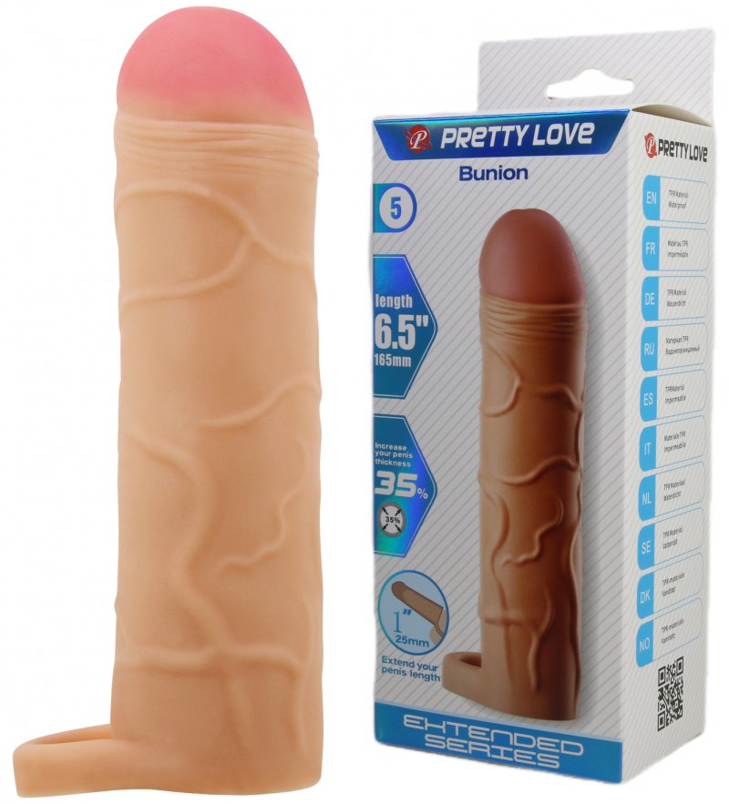 Удлиняющая насадка с креплением под мошонку Pretty Love Bunion телесная + 2,5 см