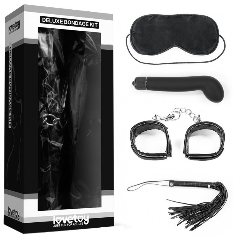 Набор для ролевых игр Deluxe Bondage Kit (маска, наручники, плеть, G-вибратор)