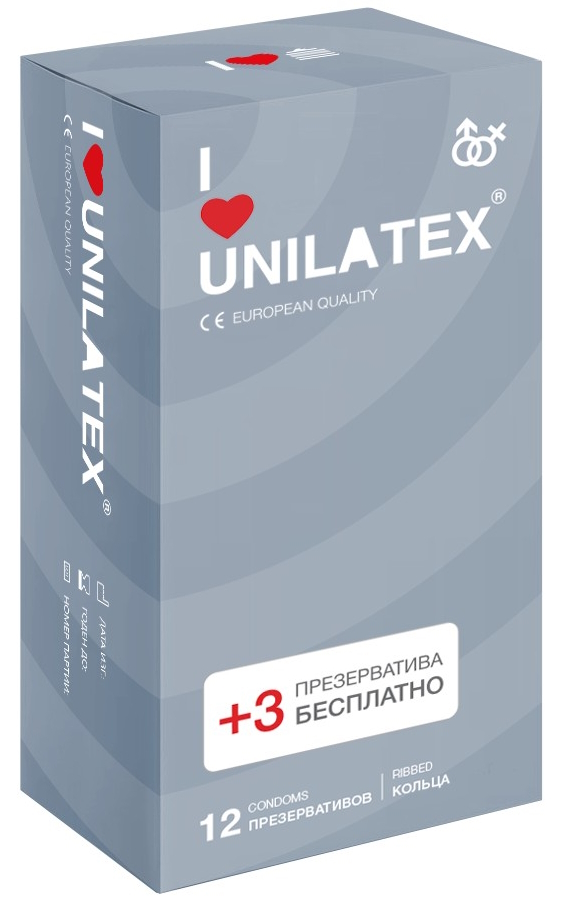 Ребристые презервативы Unilatex Ribbed 15 шт