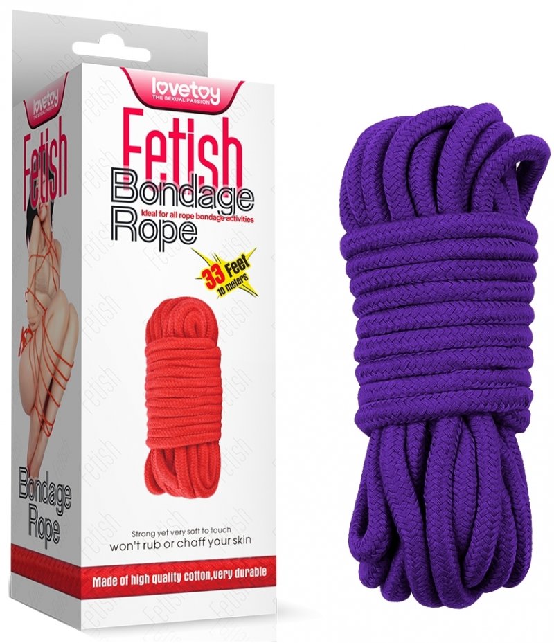 Веревка для бондажа фиолетовая Fetish Bondage Rope 10 м