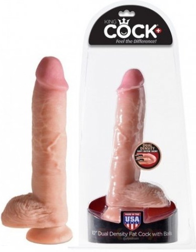 Фаллоимитатор на присоской King Cock Dual Density 10 in Fat Cock with Balls