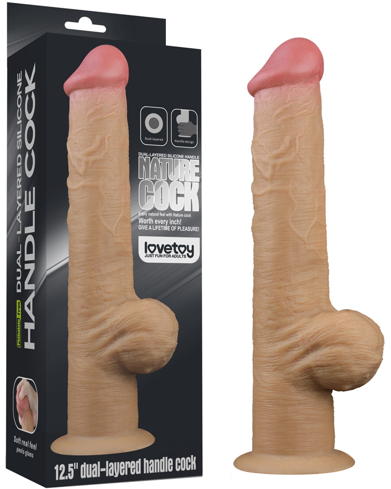 Рельефный фаллос с высоко посаженной мошонкой Lovetoy Silicone Cock 33 см