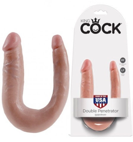 Двойной фаллос King Cock U-Shaped Small Double Trouble Flesh