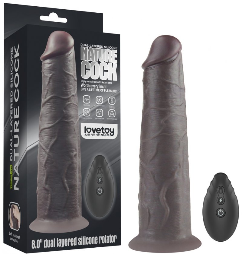 Вибратор-мулат с ротацией Dual Layered Silicone Rotator Black 21 см