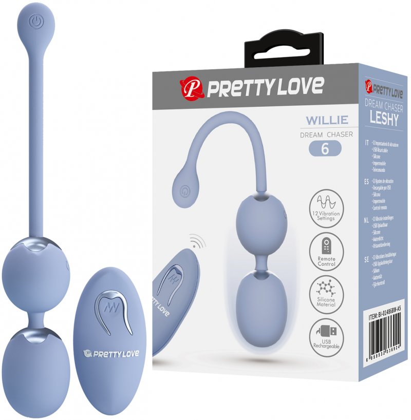 Вагинальные шарики с вибрацией Pretty Love Willie с пультом ДУ сиреневые