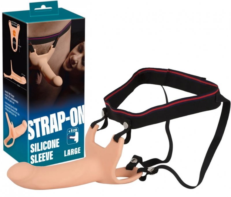 Реалистичный фаллопротез на ремнях Strap-On +6 см к длине