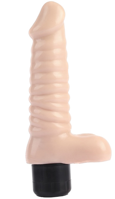 Рельефный вибратор с мошонкой Scammer 19 см