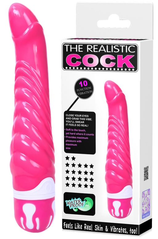 Рельефный вибратор The Realistic Cock розовый 22 см