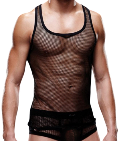 Мужская майка-борцовка в мелкую сетку Envy черная L/XL