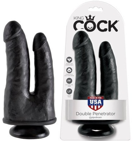 Двойной фаллоимитатор с присоской King Cock Double Penetrator Black